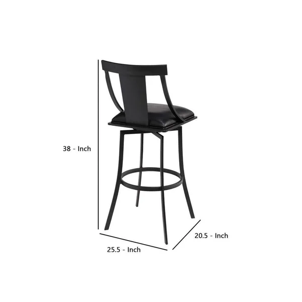 Benjara 26 Inches Leatherette Counter Stool with Fiddle BACK, Black