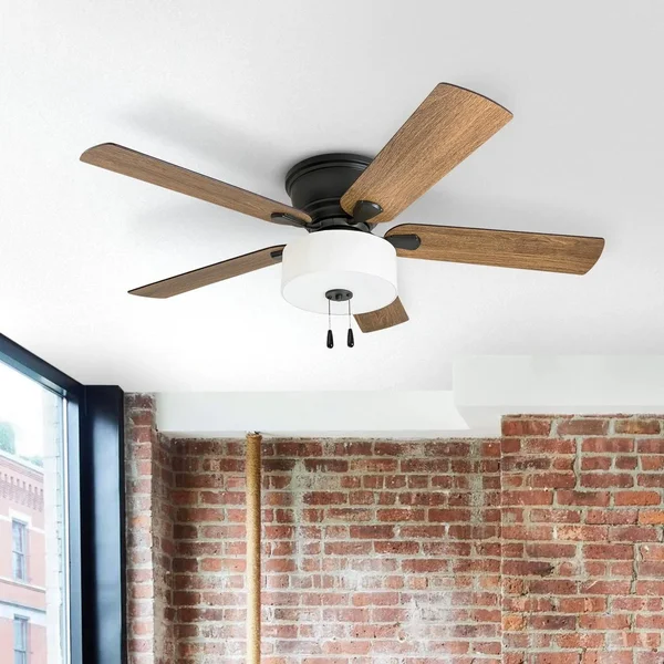 The Gray Barn Rousham 52-Inch Coastal Indoor LED Ceiling Fan with Pull Chains 5 Reversible Blades - 52 - Bronze - Hardwired 3087