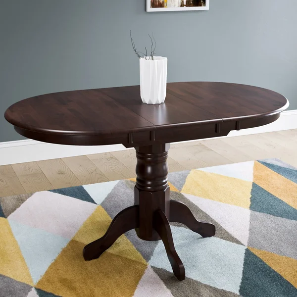 CorLiving Extendable Oval Pedestal Dining Table, Cappuccino