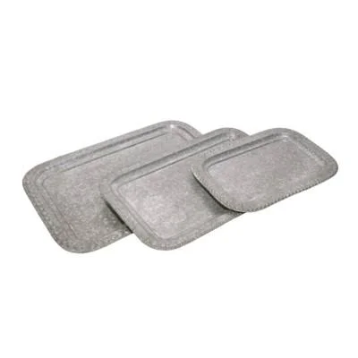 BIDKhome 3 Piece Galvanized Metal Tray Set