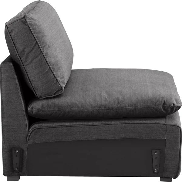 Click Decor Modular Fabric Armless Sofa Chair in Charcoal