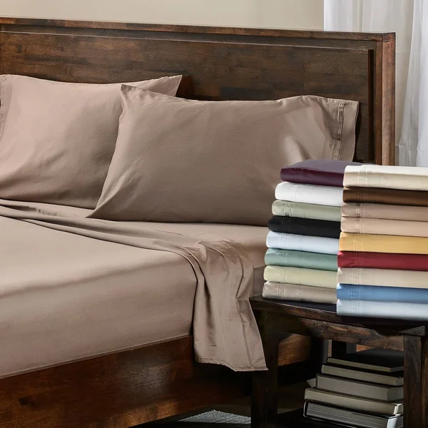 Superior Egyptian Cotton 650 TC Deep Pocket Solid Bed Sheet Set (Queen - Medium Blue)