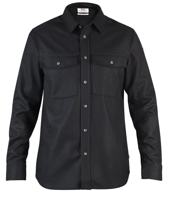Fjallraven - Men's Ovik Re-Wool Long Sleeve Shirt, Black, S