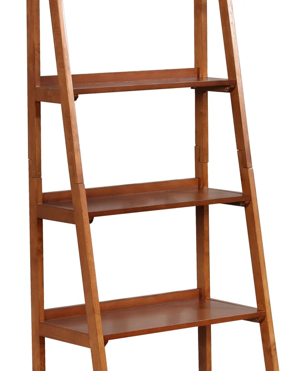 Benzara Ladder Style Wooden Bookcase with 5 Spacious Shelves, Brown
