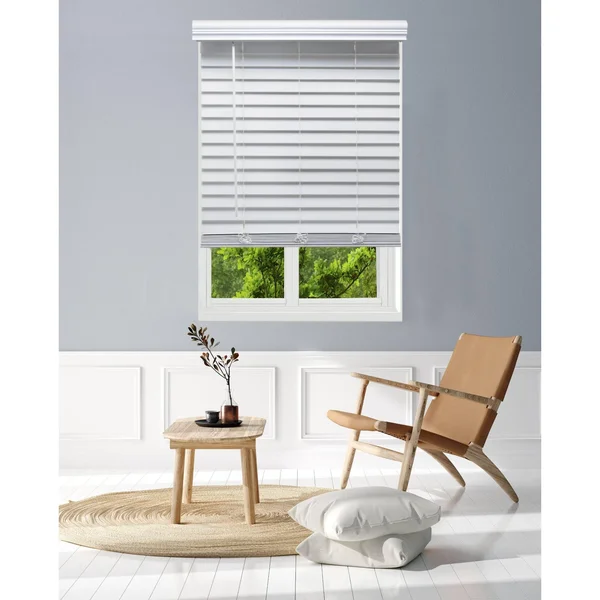 Linen Avenue Custom Cordless Partial Inside Mount Faux Wood Blinds, 21.5 W x 72 H, White