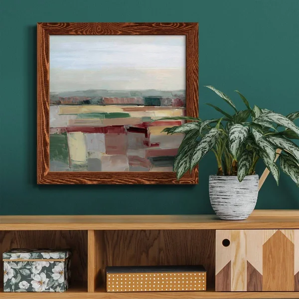 Indigo Field II - Picture Frame Painting on Canvas Winston Porter Format: Walnut Framed Canvas - Size: 34.5x22 H x 34.5x22 W x 1x
