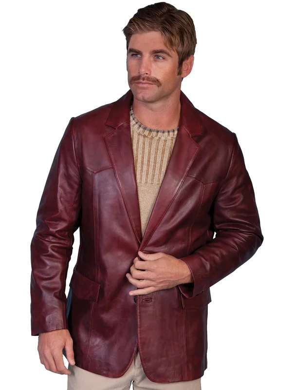 Scully Mens Lambskin Blazer - Black Cherry