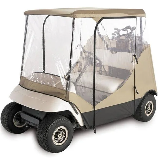 North East Harbor Waterproof Superior Beige and Transparent Golf Cart Cover Covers Enclosure Club Car - EZGO, Yamaha, Fits Most T