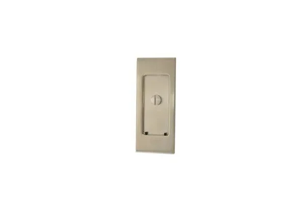Baldwin PD006.KE Santa Monica Style Pocket Door Exterior Privacy Trim from The Estate Collection Satin Brass and Brown Hardware