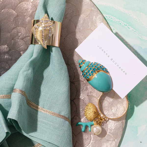 Joanna Buchanan Sparkle Shell Napkin Rings, Set of 2 - Gold