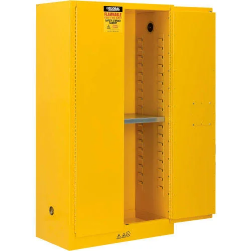 Global Industrial Flammable Cabinet - Manual Close Double DOOR, 44 Gallon, 34x22Wx18x22Dx65x22H
