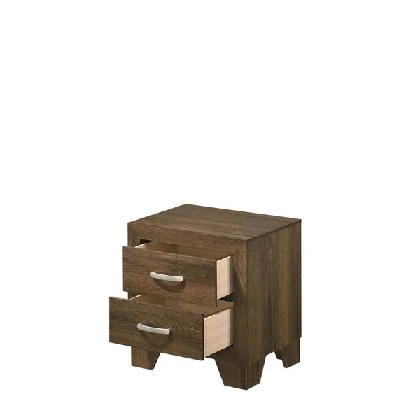 Transitional Miquell Rectangular Wood Nightstand with 2 Drawers - Oak