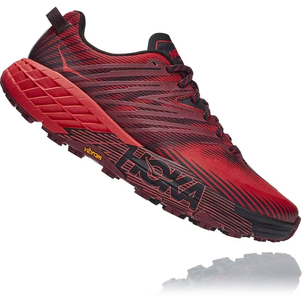 Hoka One One Men's Speedgoat 4 - 8.5 - Cordovan - High Risk Red