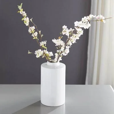 Felizia Blue 10.5x22 Ceramic Table Vase Ebern Designs Color: White - Size: 10.5x22 H x 6x22 W x 6x22 D