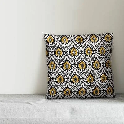 Shanice Throw Pillow World Menagerie Color: Black/Yellow, Size: 18x22 x 18