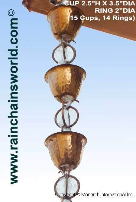 Monarch Pure Copper Hammered Cup Rain Chain 8.5-Foot