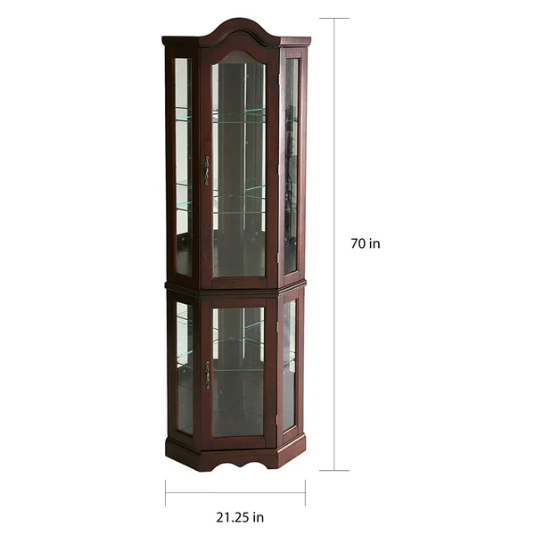 Mccoy Mahogany Lighted Display Corner Curio Cabinet