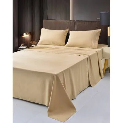 Hunziker Rayon Sheet Set Eider & Ivory Size: Queen, Color: Beige