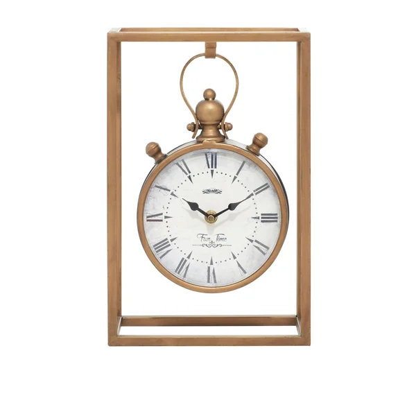 Copper Grove Chatfield Unique Metal Table Clock Brown