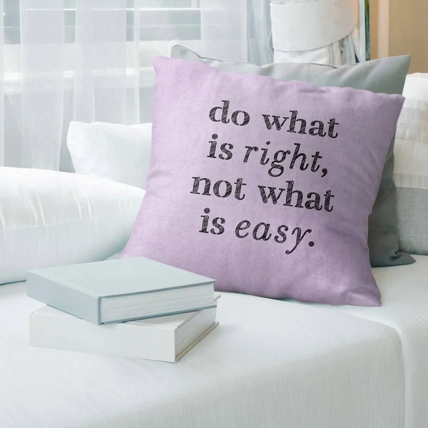 Quotes Handwritten Do What Is Right Quote Pillow-Faux Linen - 14 x 14 - Square - Zipper Closure - Medium - Removable Cover - Acc