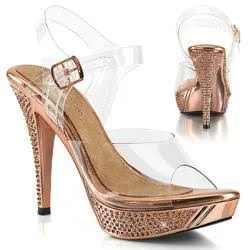 Fabulicious Women's 4 1/2x22 Platform Sandals Size 8 Rose Gold/Rose Gold, Elegant-408