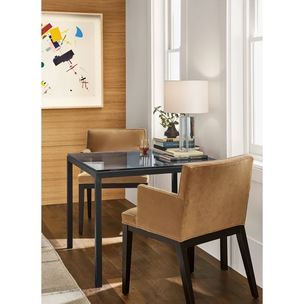Room & Board, Modern Ansel Arm Chair in Trend in Pink (plain-weave) w/ Walnut Frame - Stain-repellent Fabric