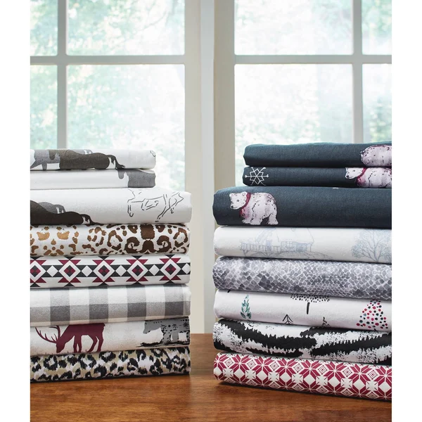 Pointehaven 180 GSM Cotton Flannel Sheet Set - Cal King, Python