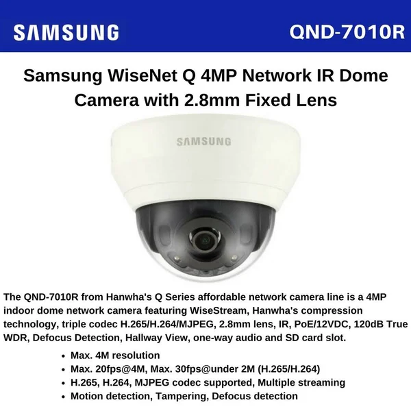 Samsung 4MP Indoor Dome Network Camera QND-7010R