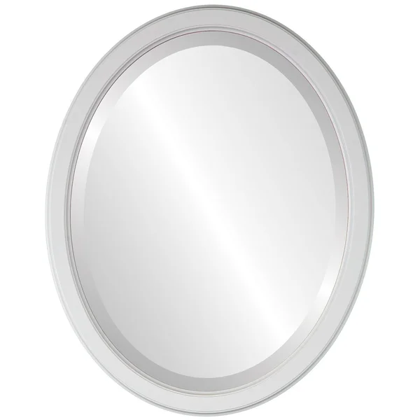 Toronto Framed Oval Mirror in Linen White (21x25)