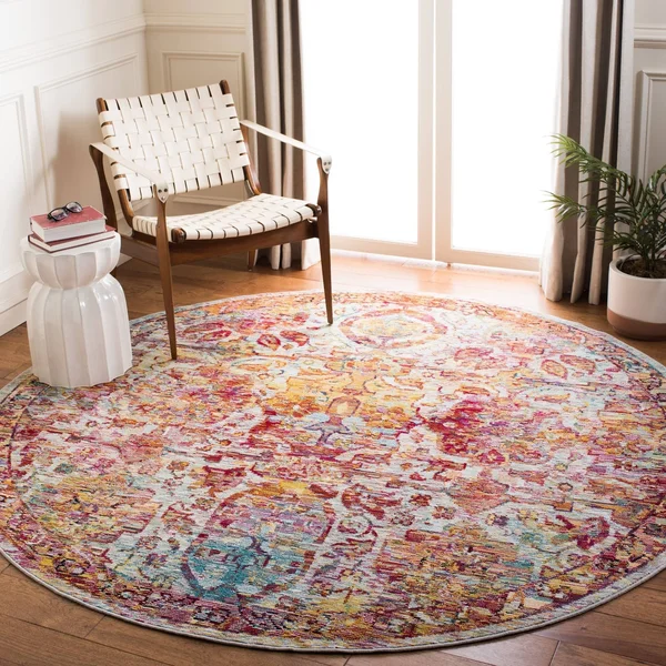 Safavieh CRS505A Crystal Light Blue - Orange Area Rug - 7& x 7& Square