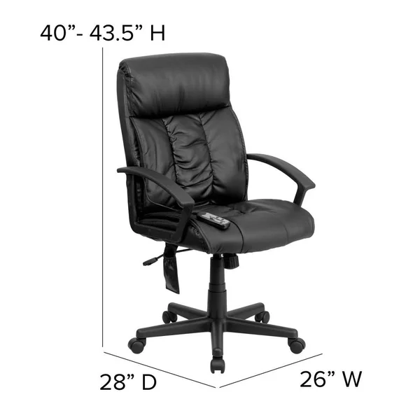 Flash Furniture High Back Massaging Leather Executive Office Chair, Black