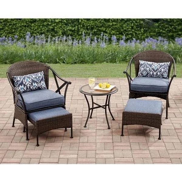Mainstays Skylar Glen 5 Piece Outdoor Chat Set, Blue