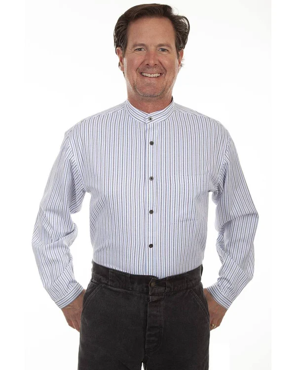 Scully Western Shirt Mens Long Sleeve Stripe Button F0_RW292 Blue