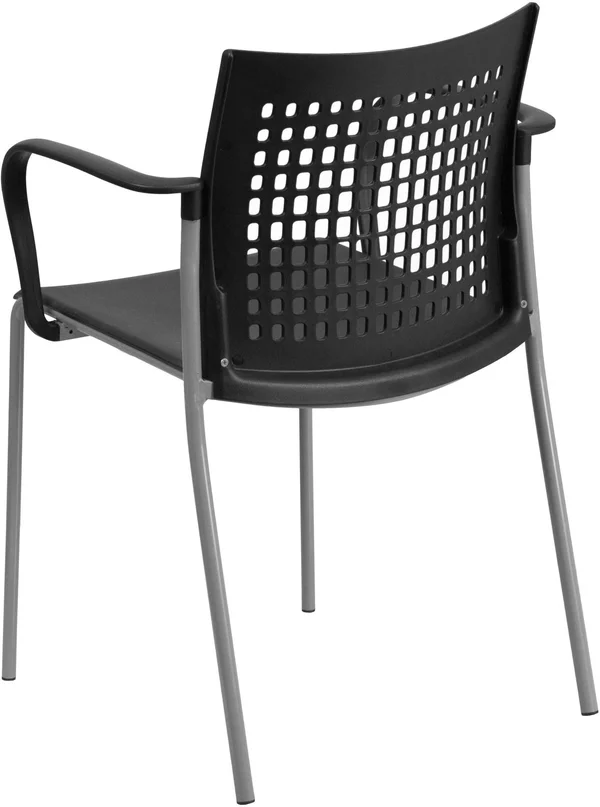 Hercules Series 551 lb. Capacity Black Stack Chair with Air-Vent Back and Arms, Flash Furniture