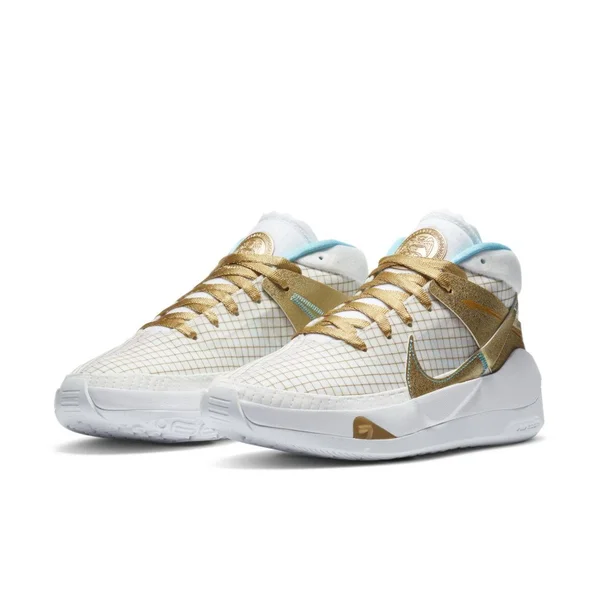 Nike Kd13 Grade School Boys& Basketball Shoes, White/Gold, Size: 4