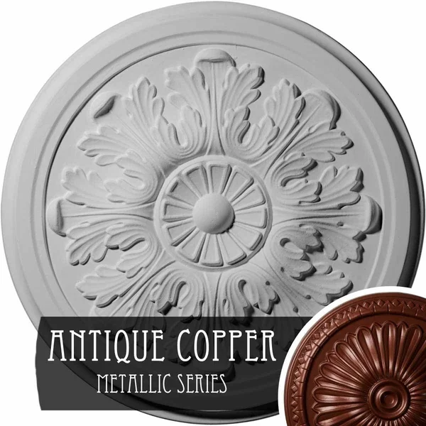12 3/4x22OD x 7/8x22P Legacy Acanthus Ceiling Medallion (Fits Canopies Up to 3 1/2x22) - Hand-Painted Copper Green Patina