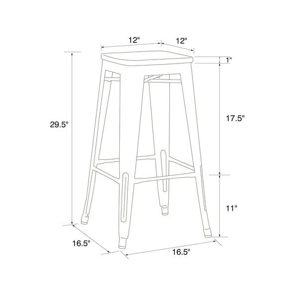 Fanya 30x22 Metal Backless Bar Stool, N/A, Antique Gun Metal