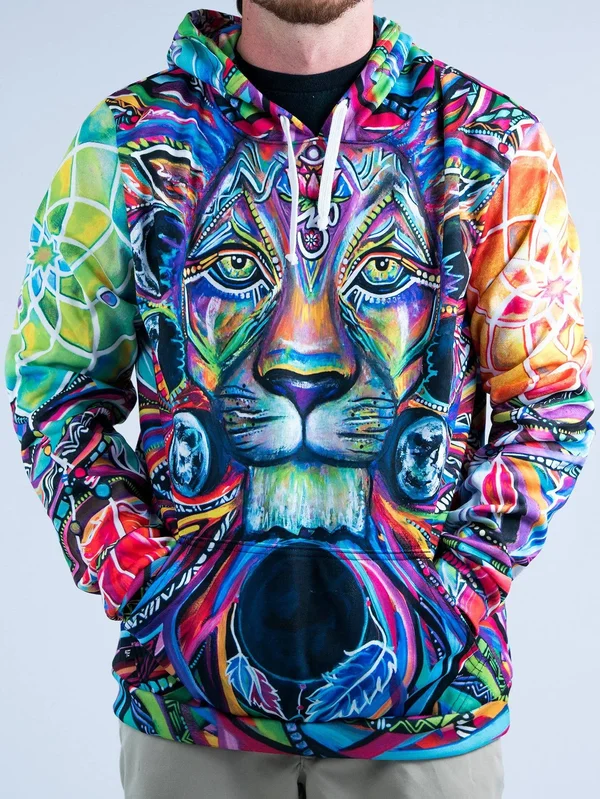 Lunar Lion Unisex Hoodie M - Red, Pullover Hoodie