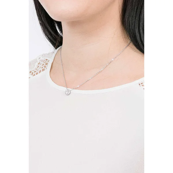 Swarovski Angelic Round Pendant, White, Rhodium Plated