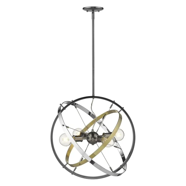 Golden Lighting 7936-4 BS-BS-BS Atom Chandelier 4 Light Steel Brushed