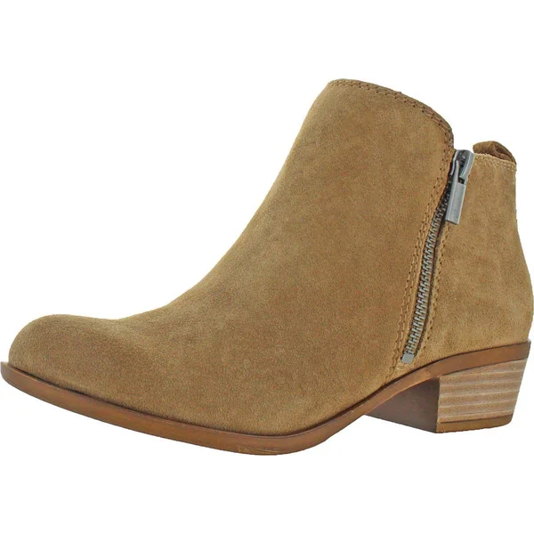 Lucky Brand Basel Womens Solid Booties Ankle Boots, Sesame Oiled Suede