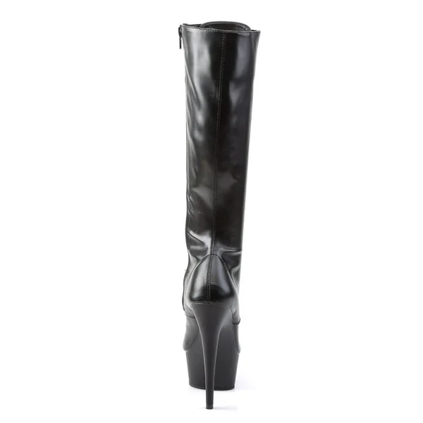 Pleaser DELIGHT-2023 Black Stretch Pu-Black Matte Knee High Boots - 13 Black