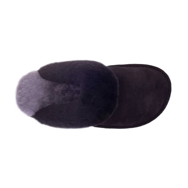 RJ Fuzzies Sheepskin RJS-100-BLACK-M Ladies SCUFF - Black - Medium