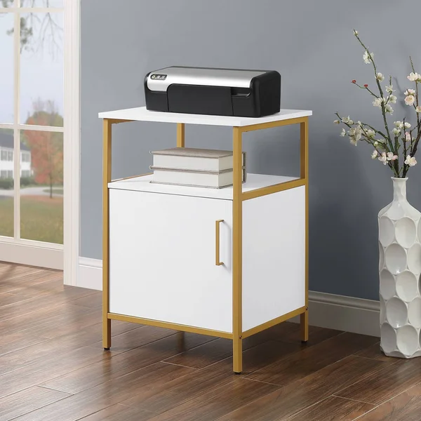 Osp Home Furnishings Modern Life-White-Utility Table-Printer Stand with Storage