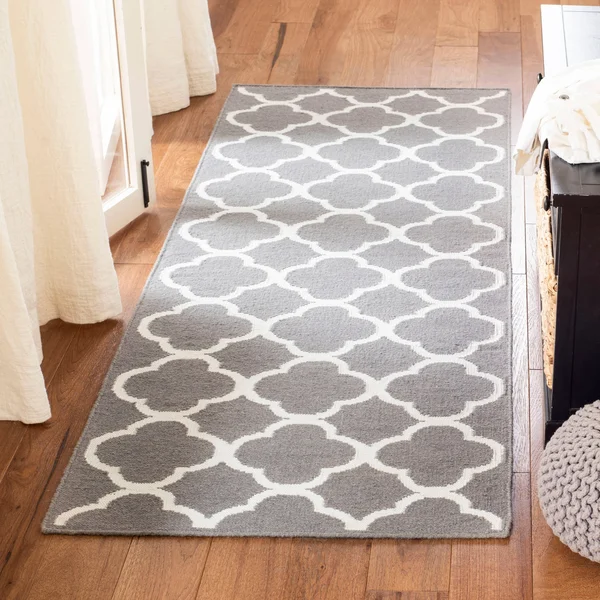 Safavieh Dhurries DHU627B Grey, Ivory Rug 2&6x22 x 9& Runner