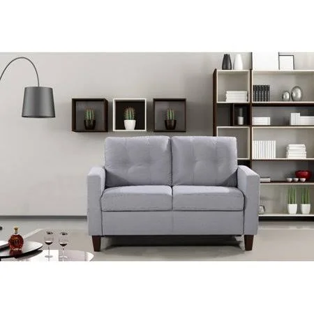 Molinari 54.53x22 Linen Square Arm Loveseat Wrought Studio Upholstery Color: Light Gray