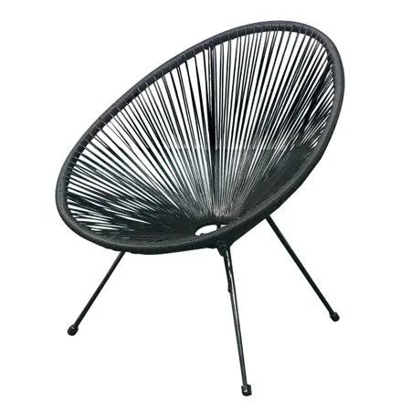 e-Joy All-Weather Patio Indoor Outdoor Acapulco Weave Lounge Chair - 3 Piece Set, Black, Size: 35