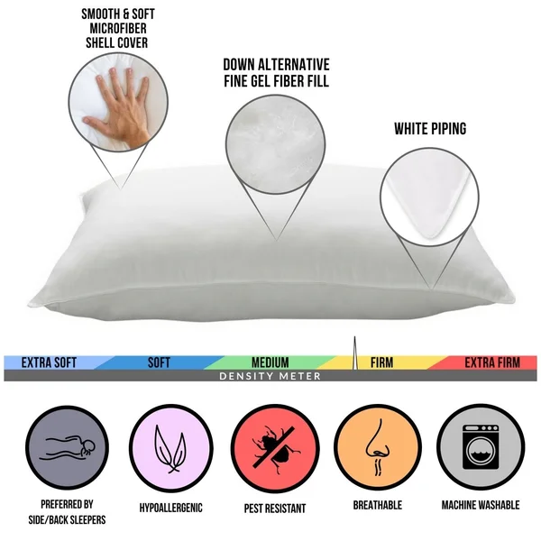 Pillow Guy Signature Allergy Resistant Down-Alternative Gel Fiber Pillow (Set of 2) Queen