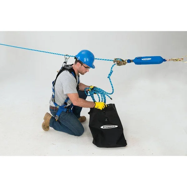 Werner L120030 30ft 2-Man Rope Horizontal Lifeline System, D-Bolt ANCHOR, Rope Tensioner