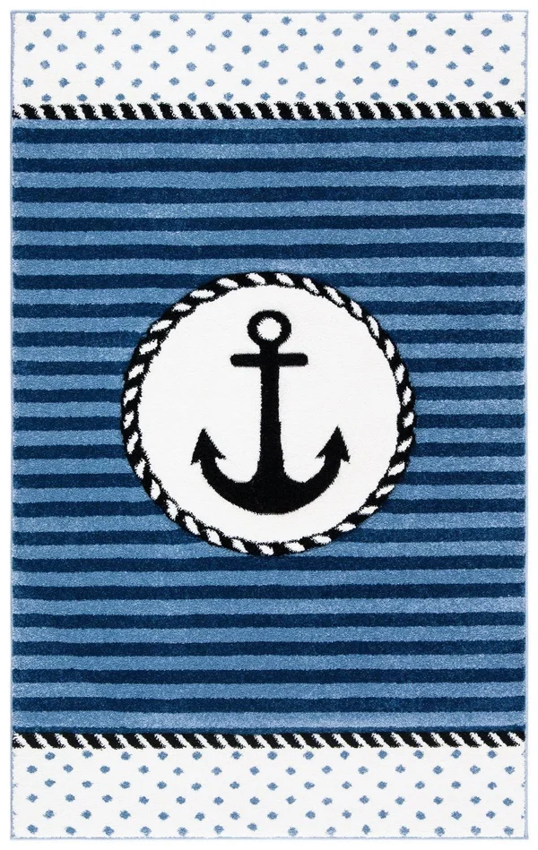 Safavieh Carousel Kids Anchor Rug - Navy/Ivory, 6&7 inch Round, Size: 6&7 inch x 6&7 inch Round
